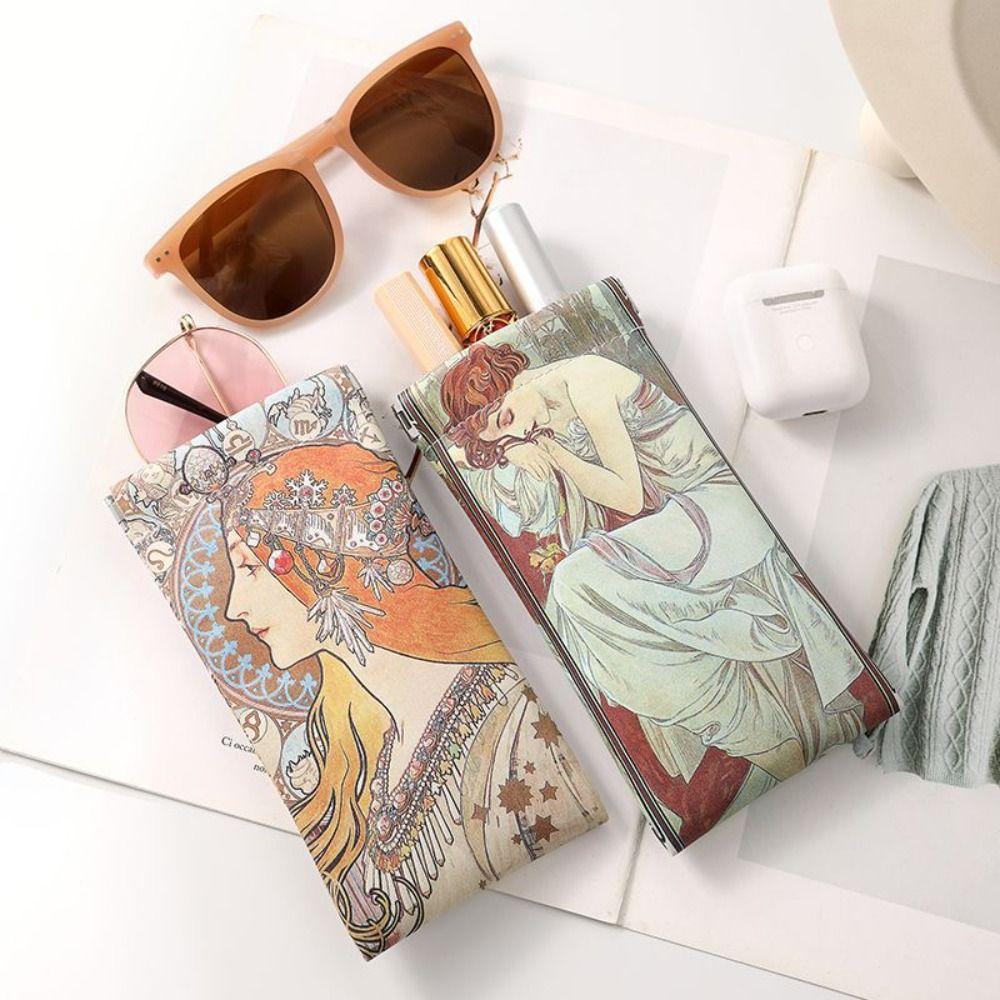 Mucha Painting Eyewear Storage Bag Automatic Closing Sunglasses Protective Cover Universal