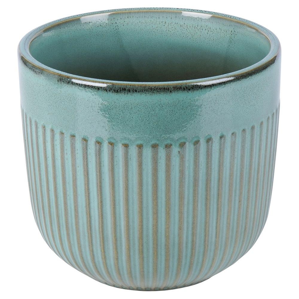 Green porcelain flowerpot 17 cm