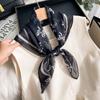 1Pc Luxury Bandana Neckerchief Bow Tie Print Square Scarf Women Spring/Summer Soft Satin Scarf Hijab For Travel Beach