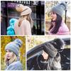 Мягкие зимние шапки ENJOYFUR для женщин, шапка с помпоном из натурального меха, теплые шерстяные шапки с напуском для женщин, модные женские шапки Skullies