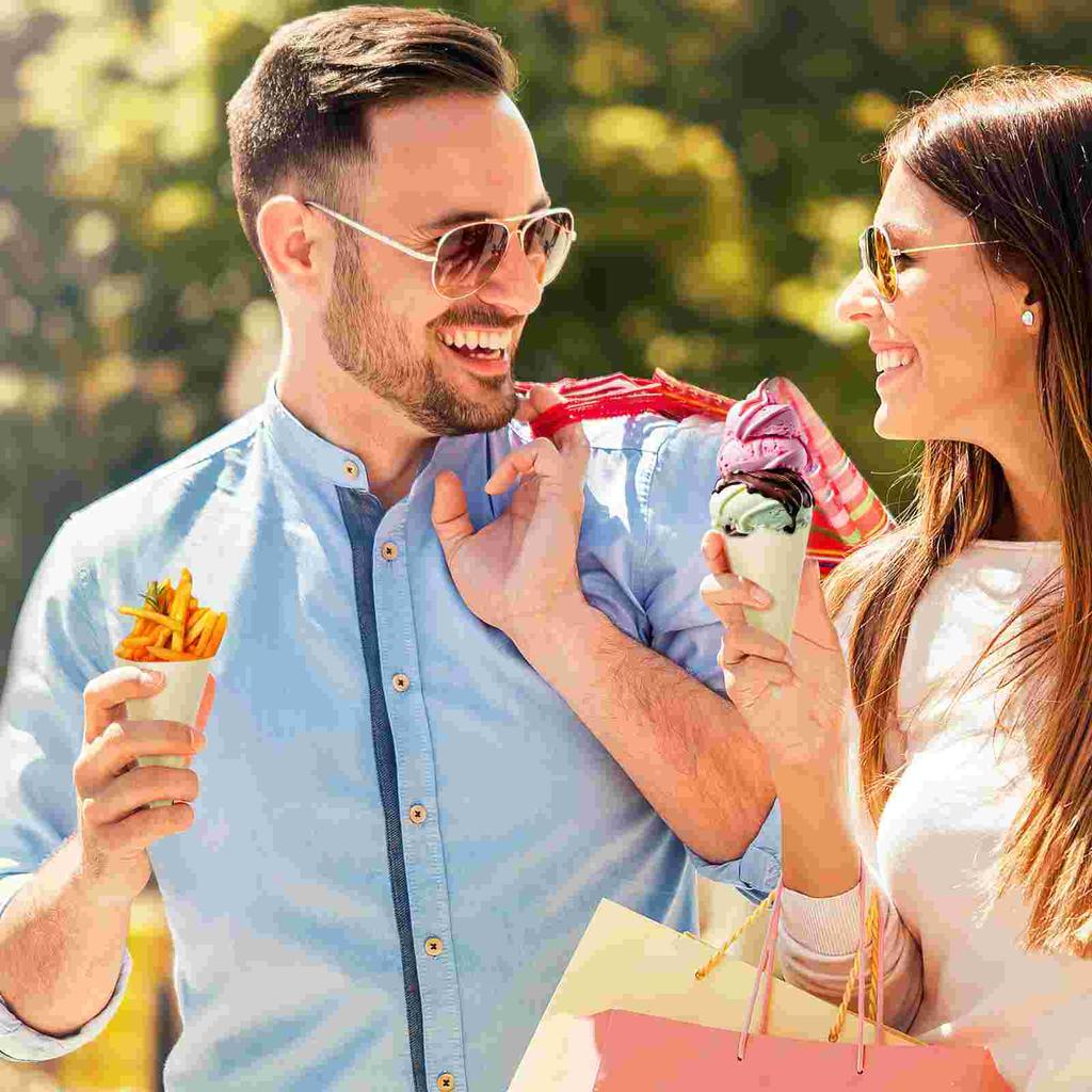 100 Pcs Cone Ice Cream Veneer Roll Mini Dessert Cup Wooden Cones Cake Boxes Food Plushies