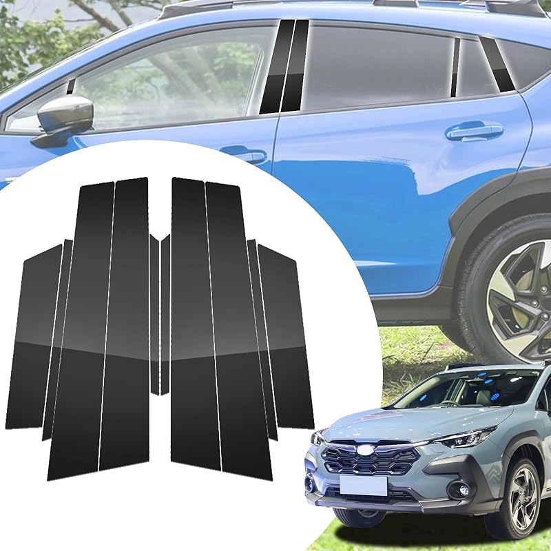 6pcs Glossy Black Exterior Door Window Pillar Posts Molding Cover Panel Trim Stickers Side Door Window Cover Trim Kits for Honda Civic 11th Gen