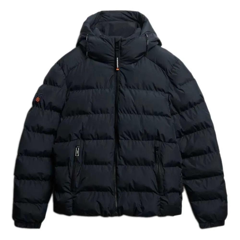 Superdry Sports Down Jacket Water-Repellent Lightweight Fleece Lined Black