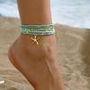 6pcs Stretch Beach Rice Beads Elastic Anklet Multilayer Anklet Set New Beach Jewelry