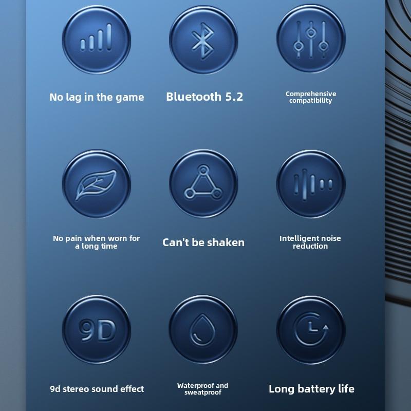 Наушники Bluetooth с подвесным ушным вкладышем, мощные беспроводные наушники с ультрадолгим сроком службы, спортивные наушники с шумоподавлением
