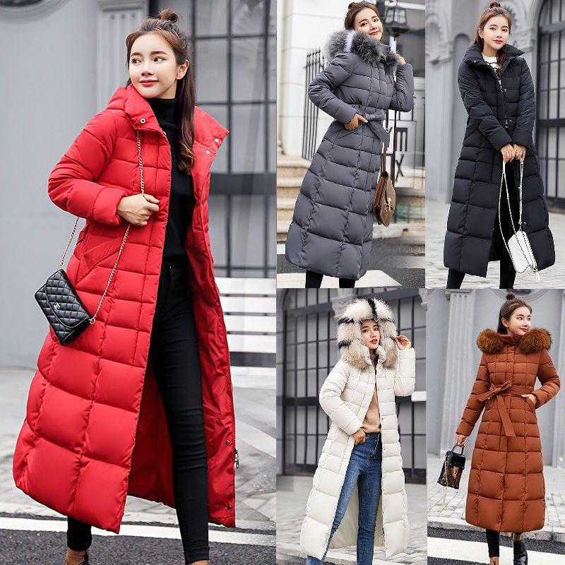 Women's Down Jacket Winter Hooded Long Fur Collar Thicken Coat Parka Warm Outwear