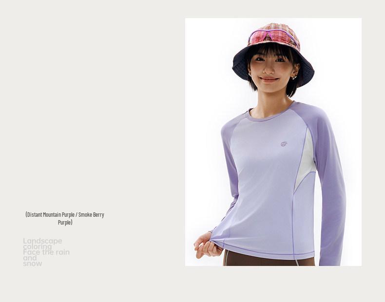 Женская быстросохнущая футболка с длинным рукавом Tantuo, цветные блоки: Защита от солнца, охлаждение и воздухопроницаемость для спорта, бега и пеших прогулок