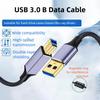 Кабель USB A (папа) - USB B (папа) 3.0, плетеный нейлоновый, линия для SSD для ноутбука Epson/HP/Canon