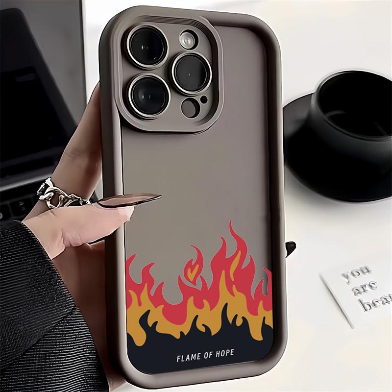 Чехол Для iPhone 17 16 15 Чехлы iPhone 14 Pro Max Чехол Красное Пламя Силиконовый Чехол Для Телефона Для iPhone 16E 17 Air 16 Plus 13 12 11 Обложка