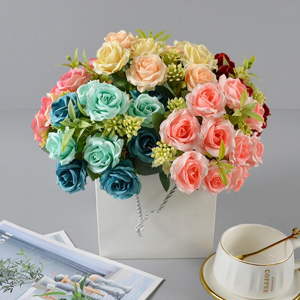 10 Heads Peony Fake Flowers Silk Artificial Flowers  Wedding Decoration Flowers
