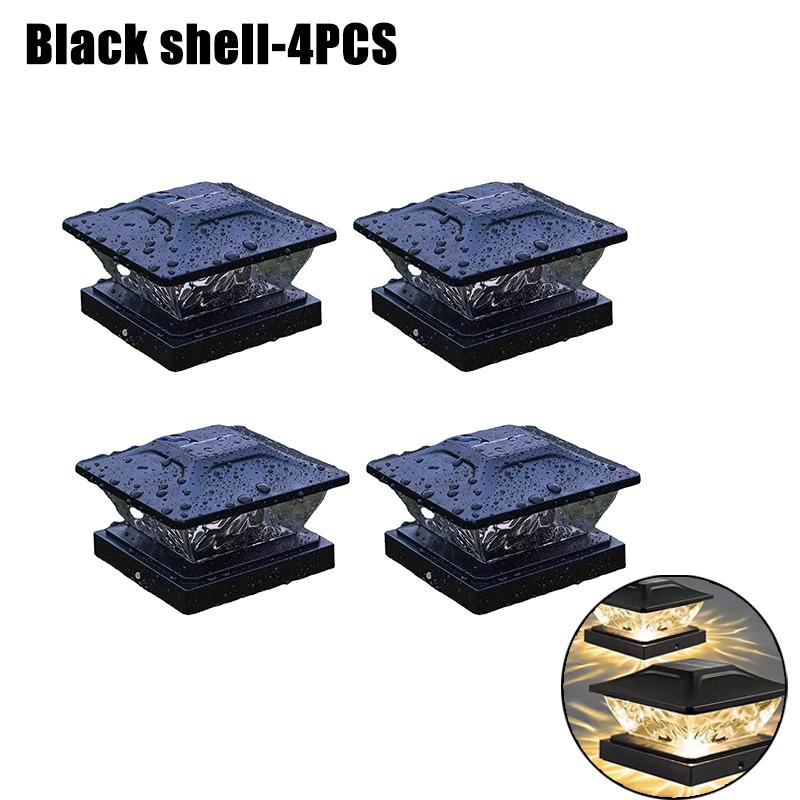 Новый светодиодный светильник на солнечной батарее для квадратного забора, белый теплый светильник, наружное освещение, водонепроницаемый столб IP65, наружный солнечный светильник для сада