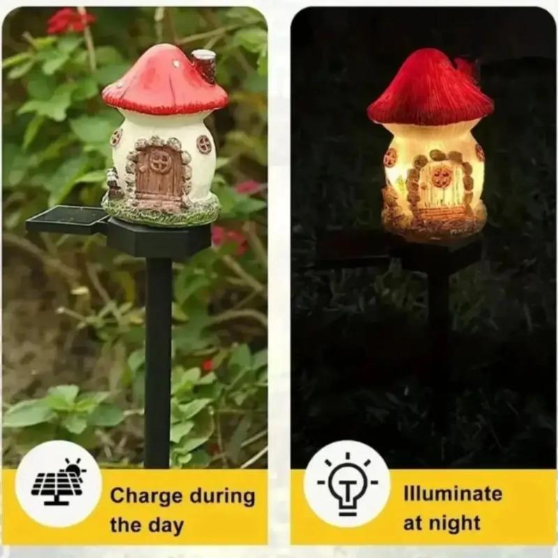 Светодиодный солнечный садовый фонарь Multi Craft, домик из смолы, водонепроницаемый садовый светильник, миниатюрный домик для фей, декор в виде гриба для улицы, двора, патио, дорожки