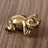 Yousheng Brass Solid Frog Figurine Mini Retro Frog Ornament Paperweight Tea Pet Desktop Miniature Frog Decoration for Home Decor Tea Lovers