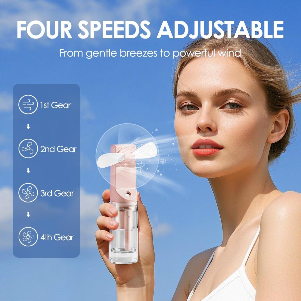 USB Rechargeable Handheld Portable Humidifier Fan Face Steamer Camping Cooling Fan  Travel