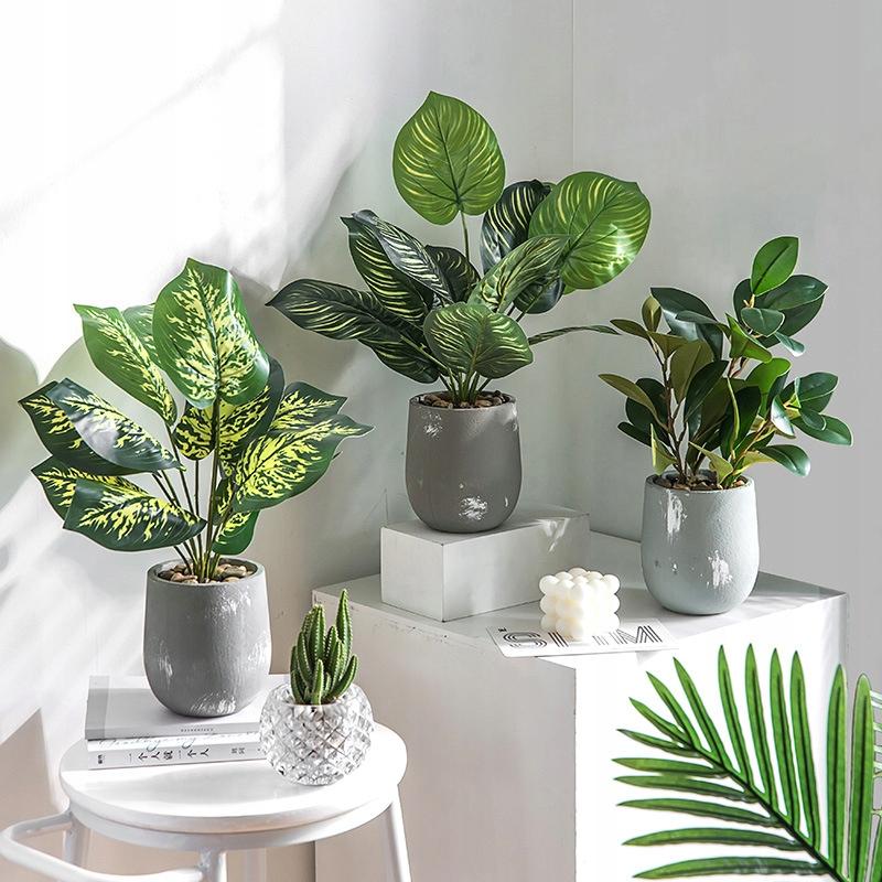 Artificial Plant Flower In A Pot For Home Office Realistic 37Cm Calatea