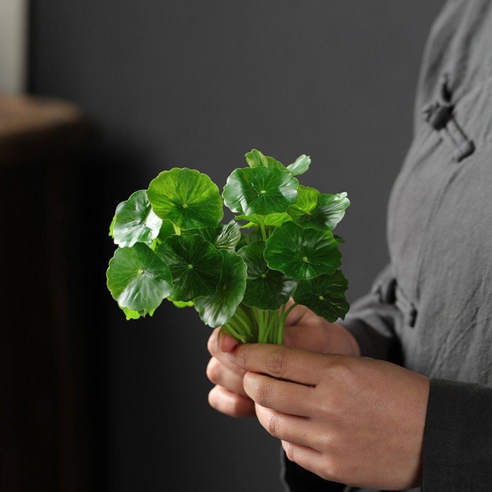 Plastic Artificial Lotus Leaf Small Fake Plants Simulation Money Grass  Home Office Decor