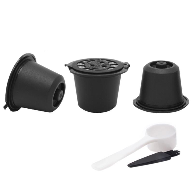 3 Piece Reusable Refillable Coffee Capsule Filters for Nespresso with Spoon and Brush 20ML.