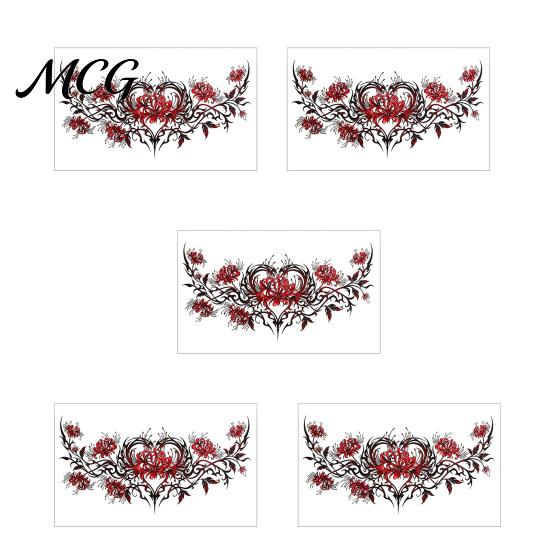 Temporary Body Art Stickers 5 Sheets Colorful Butterfly Flower Tattoo Stickers, Waterproof Hypoallergenic Decals Art, Floral Chest Back for