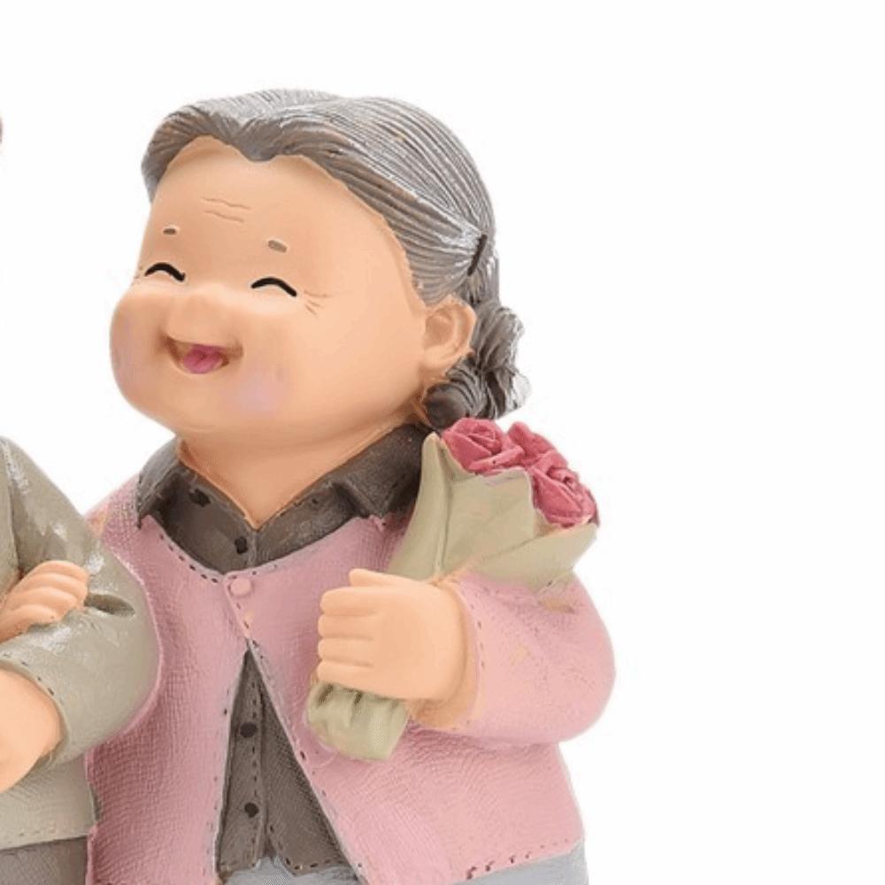 5in Grandpa Grandma Cake Making Statue Couple Anniversary Tabletop Decor  Study Desk Display Piece
