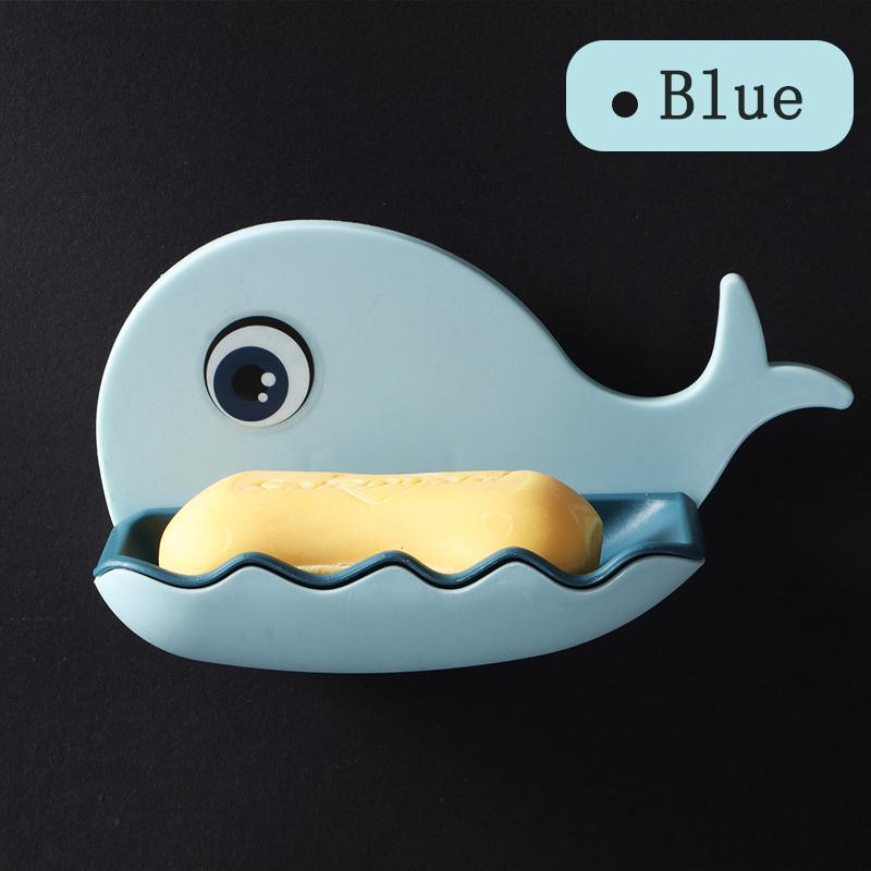 Аксессуары для кухни и ванной комнаты Настенная мыльница для ванной и душа Портативный держатель для мыла в форме кита Пластиковый поднос для губки Мыльница