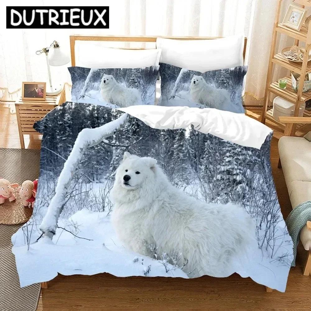 Luxury New 3D Print Samoyed Comfortable Duvet Quilt Cover Pillowcase Bedding Set Children Bedroom Decoration Home Textile