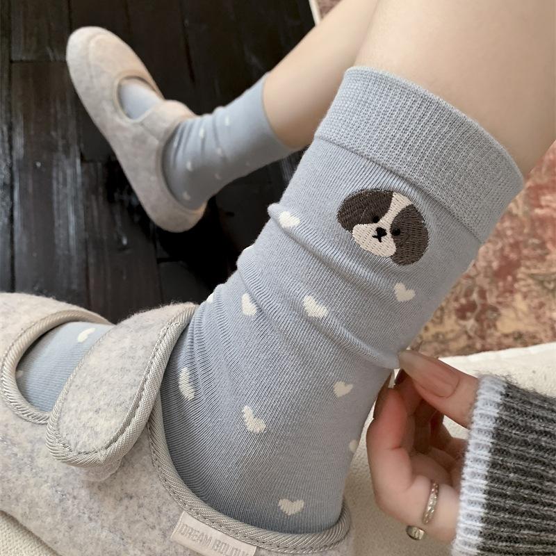 Женские весенне-осенние ассорти мультяшные милые носки из хлопка пиле пиле без косточек с вышивкой собаки