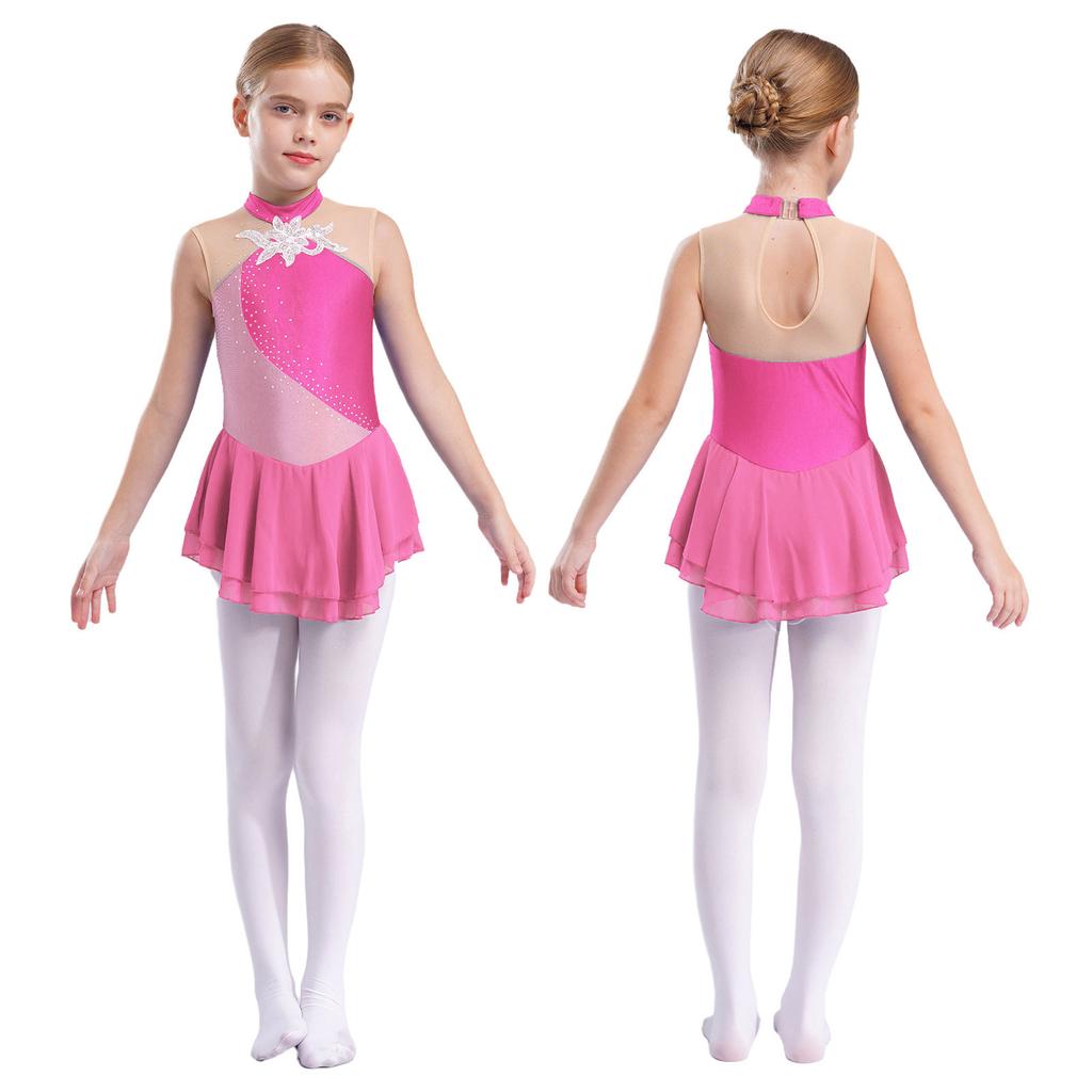 Платье для фигурного катания на коньках для девочек, детское платье для балета и танцев, детское гимнастическое платье для лирического танца, костюмы