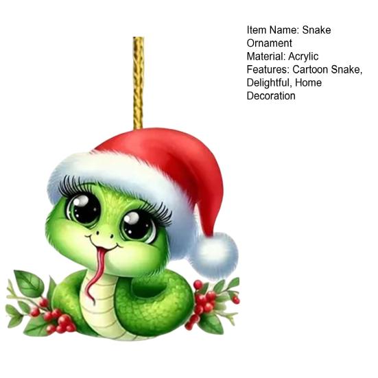 Украшение в виде змеи, мультяшная змея, подвесное украшение на рождественскую елку, красочная акриловая змея, аксессуар для заднего вида автомобиля для праздничного декора