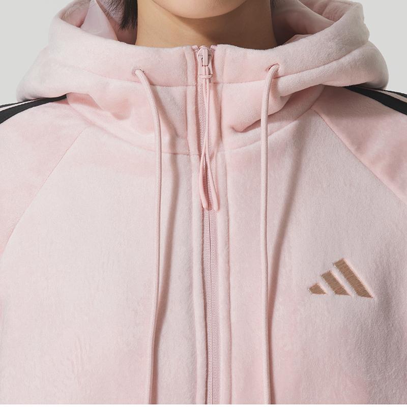 adidas FW25 Story Velvet Теплая Толстовка с Капюшоном и Длинными Рукавами Женская Куртка KB7605