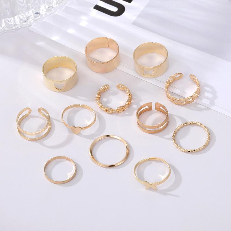 Набор из 12 предметов, Очаровательная богиня, вечерние украшения, универсальный набор колец с резьбой по бабочке для ночного клуба