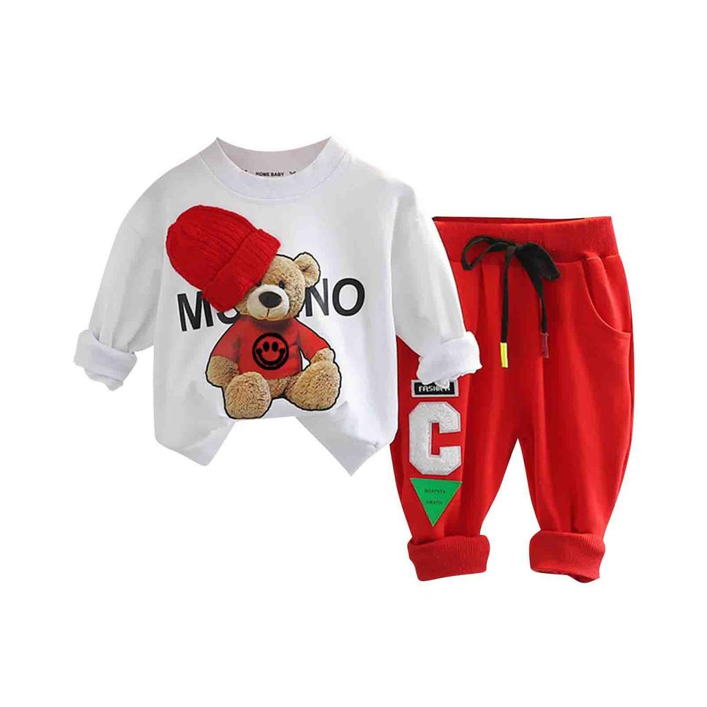 Комплект для мальчиков, младенцев и детей младшего возраста, утолщенная толстовка с капюшоном, комплект с длинными рукавами, комплект из двух предметов