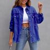 Women Pocket Hole Tassel Turndown Collar Denim Button Casual Boho Full Long Sleeve Spring Winter Cardigan Jacket Coats Outerwear