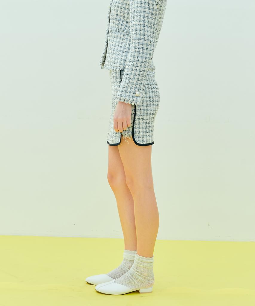 Near And Dear Check Tweed Mini Skirt