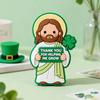 4 Pcs St. Patrick's Day Little Jesus Figurines Thank You for Helping Me Grow Tiny Jesus Figures Religious Gifts for Desktop Mantel Shelf Home Decor