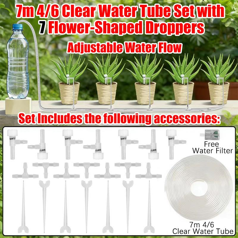 2-20M Garden Drip Irrigation Kit  Adjustable Valve Drip Watering Device 4/7mm Hose  Potted Plant Micro Dripper Greenhouse