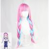 Anime VTuber Hololive Minato Aqua Wig Mixed Blue Pink Braids Girls Twin Ponytails Cosplay Long Braided Synthetic Hair