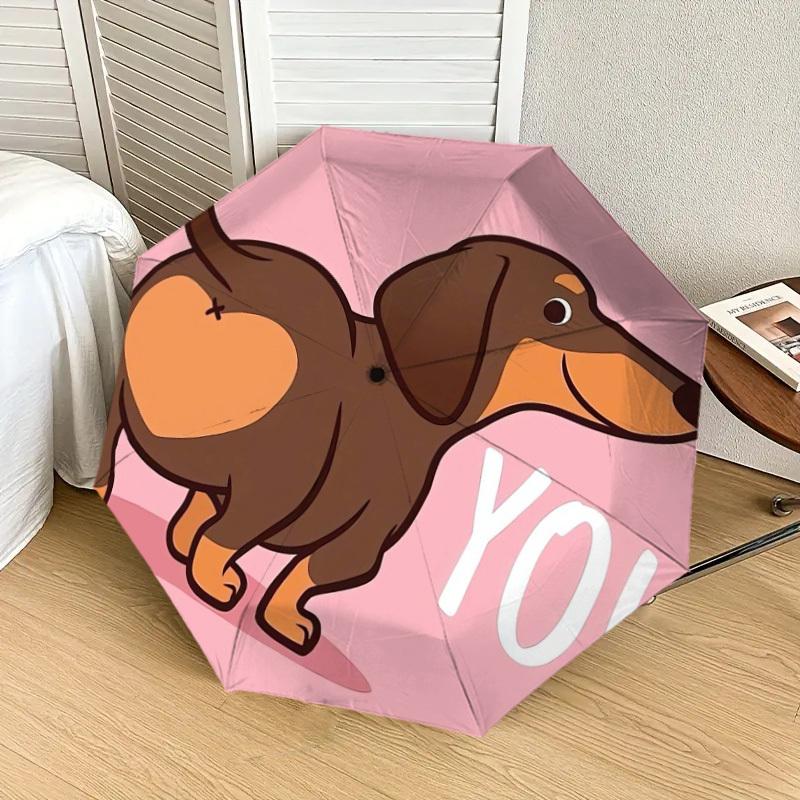 1pc Dachshund Heart Love Pet Umbrella with Plastic Handle,Suitable for All Seasons Home Travel Outdoor UmbrellaDD324