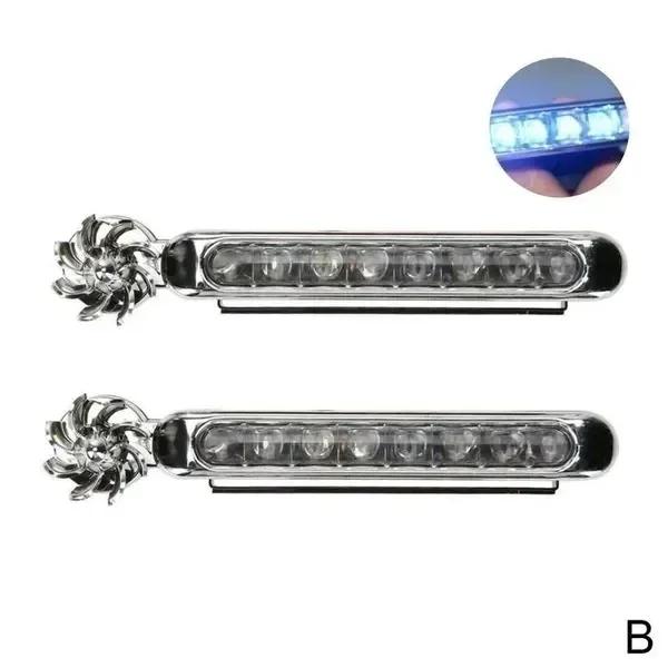 NewWind Powered Car LED DayTime Running Lights Creative Auto Auxiliary Lighting Rotation Fan Lamp Automobile Day Time Headlights