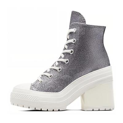 Chuck 70 De Luxe Блестки Высокий каблук Износостойкие Дышащие Полувысокие Эспадрильи Женские Серые