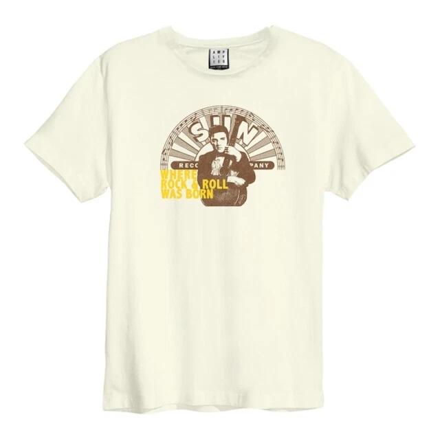 Sun Records & Элвис - Рок-н-ролл усиленный винтажная белая футболка