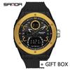 SANDA Watch Men Military Sport Quartz Digital LED Wristwatch Top Brand Luxury Stopwatch Waterproof Male Electronic Clock 3138