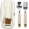 UBMom Infant Stainless Steel Chocomongy Set, Chocolate, Spoon + Fork + Case, Korean Popular Tableware