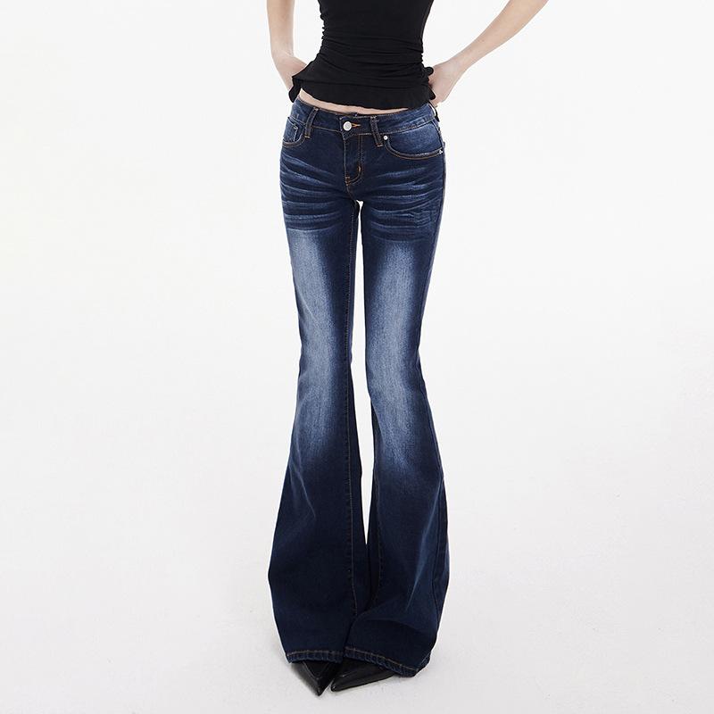 Low-rise flared pants elastic spring and summer jeans women's & trousers extended summer thin tall extended version