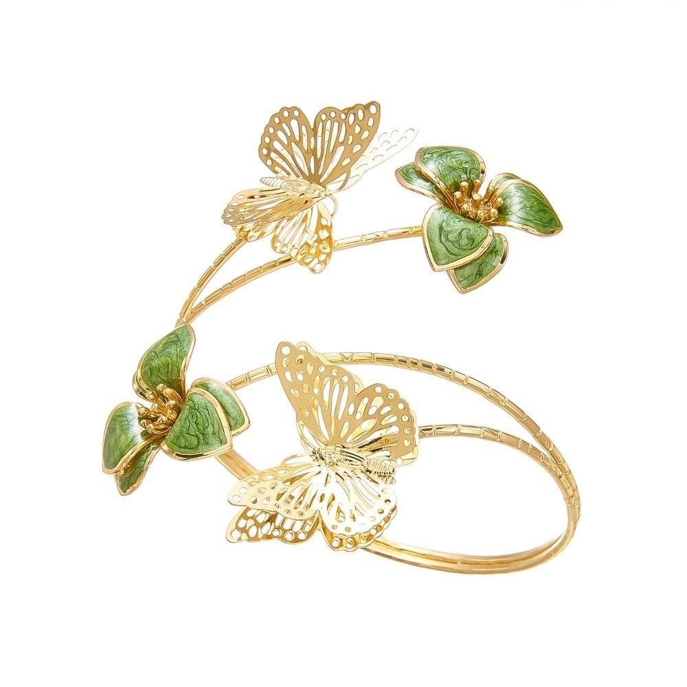 Elegant Drip Oil Flower Bracelet Floral Adjustable Open Arm Bangle Cuff Enamel Glaze Butterfly Armband Gift