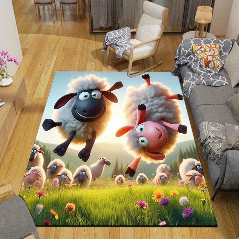 1pc Lamb Pattern Area Rug, Anti Slip Non Shedding Stain Resistant Carpet