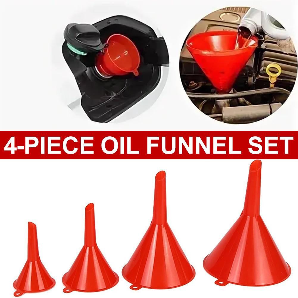 4Pcs Plastic Funnel Set Universal Car Motorcycle Oil Gasoline Fuel Funnel Oil Change Refueling Tool Oil Funnels Filling Tool Mass Air Flow 3