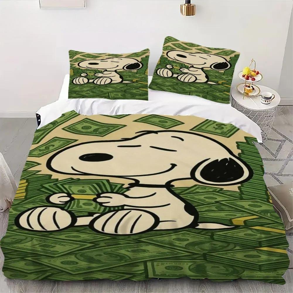 Snoopy Woodstock Bedding Set Boys Girls Twin Queen Size Anime Duvet Cover Pillowcase Bed Kids Adult Fashion Home Textileextile