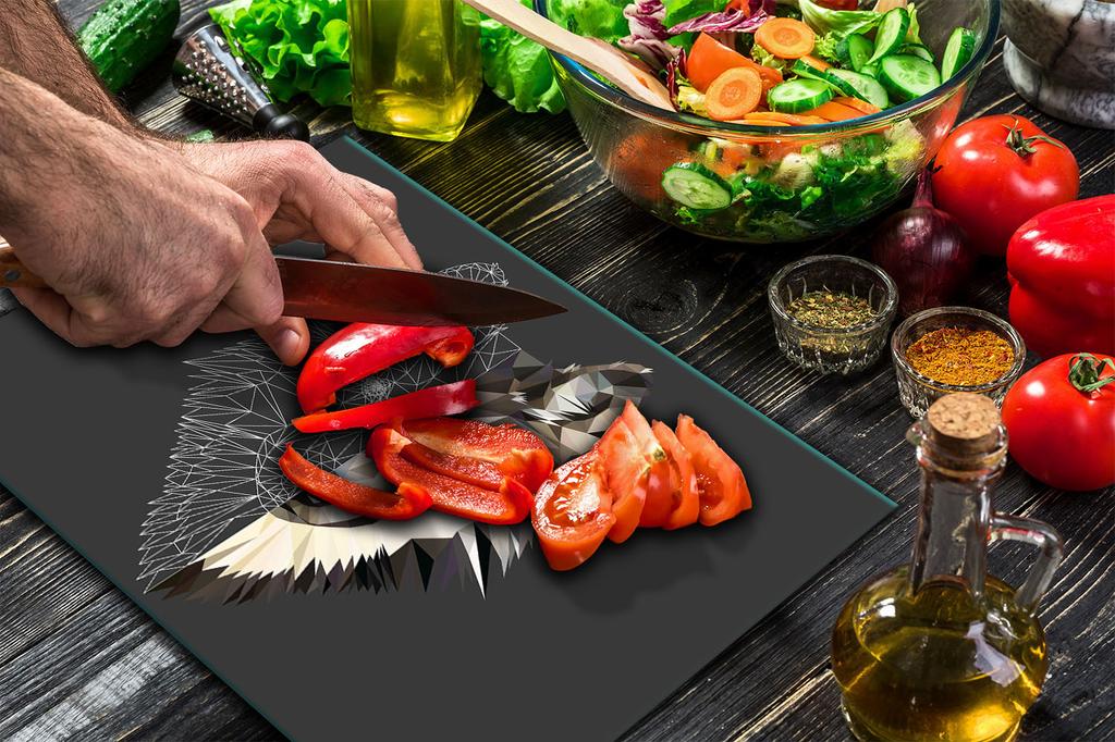 GLASS CUTTING BOARD 52x40 WOLF BLACK