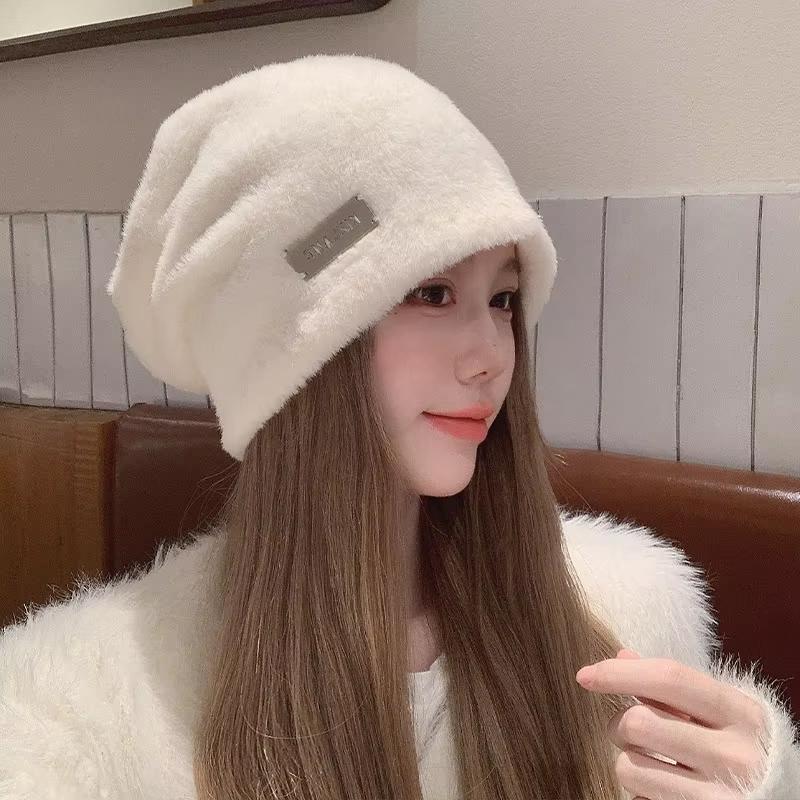 Winter Warm Plush Beanies Cap For Women Soft Fluffy Fur Baggy Slouchy Skullcaps Korean Girl Hip Hop Thicken Pullover Bonnet