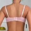 Pink Push Up Bra for Girl Comfy & Breathable Cross Hollow Out Bra, Women's Lingerie 34B-40B Cup Underwear